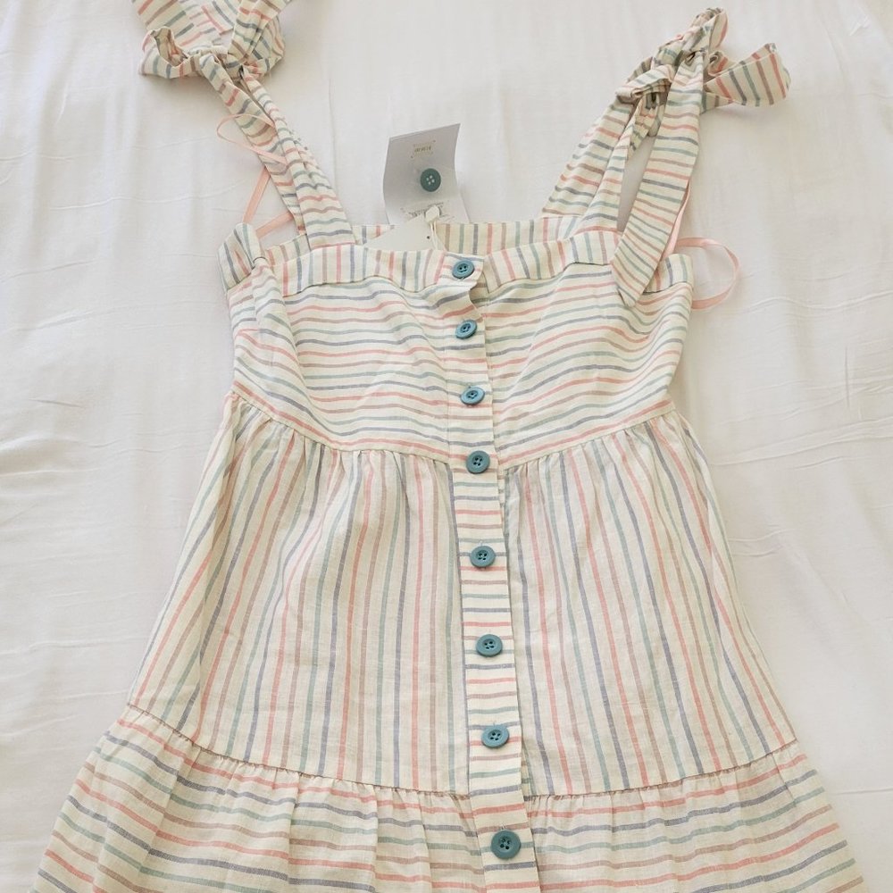Connie Lined Blend Button Stripe Dress